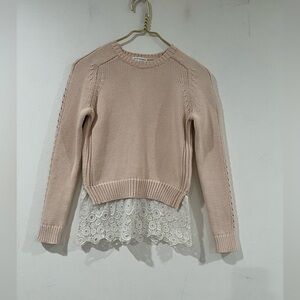 Club Monaco Blush Sweater with Lace Hem  XS
